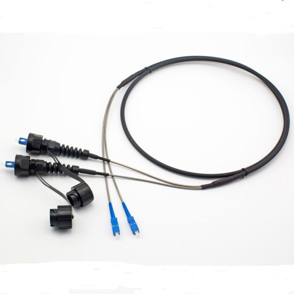 Quality Outdoor 2core Singlemode ODVA to SC Connector Waterproof Fiber Optic Patch Cable armore breakout wholesale