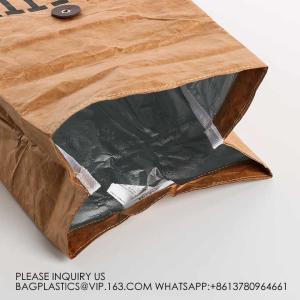 Brown Durable Waterproof Coated Dupont Paper Thermal Bag Insulated Lunch Cooler