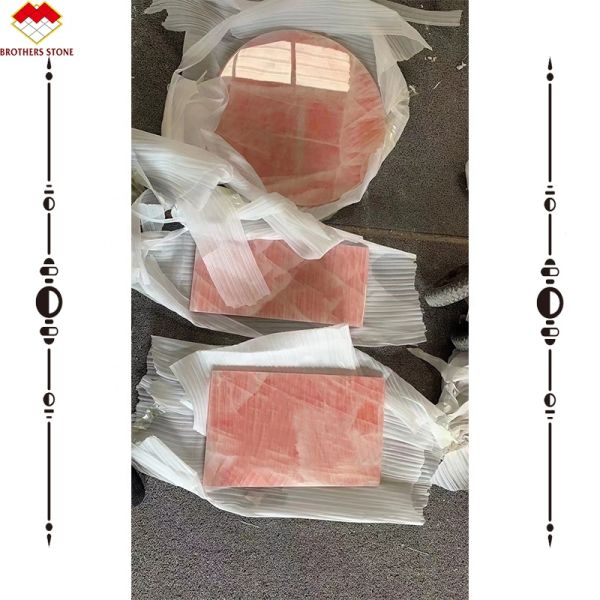 Big Slab Onyx Marble Stunning White Pink Onyx Stone for Wall Panel and Table Top