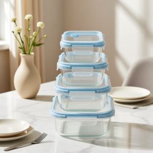 Cheap Borosilicate Glass Food Container with Vented 4 Lock PP Lid for sale