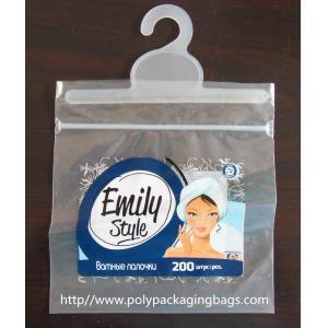 Colorful Printed Cotton Buds Packaging Plastic Bag With Hook Hanger