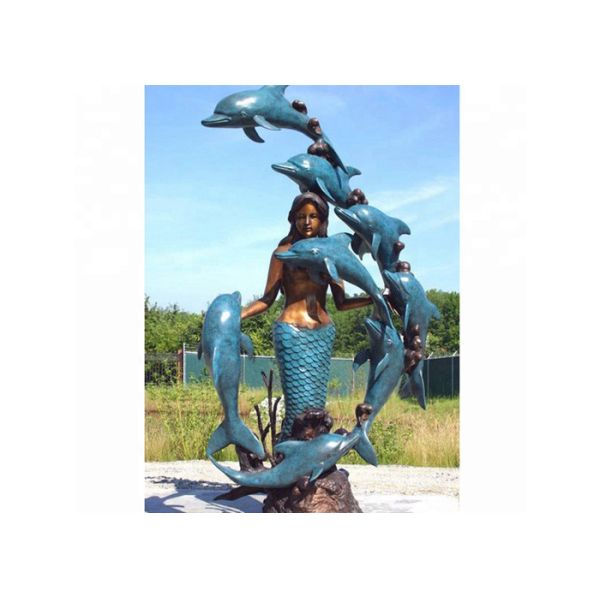 Quality Life Size Western Bronze Statue Dolphin And Mermaid Sculpture For Casting Finish wholesale