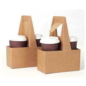 China Eco Friendly Disposable Coffee Paper Cups Holder 20X14X27.5cm 2 4 6 Pack Can Carrier on sale