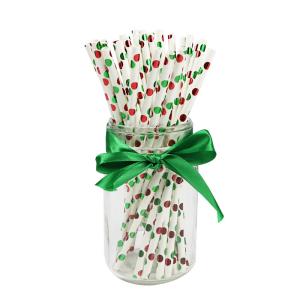Custom Bendable Drinking Biodegradable Paper Straws Green Gold Foil Color