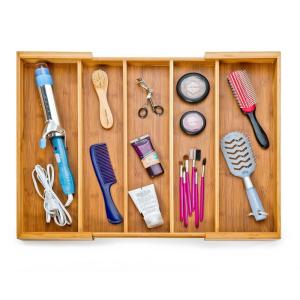 Multipurpose Design Bamboo Expandable Cutlery Tray 5 Large Compartment