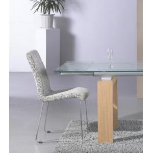 Modern Style Extensible Tempered Glass Dining Tables 200cm DT-887A With Wood Leg