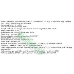 Dual High Output On Board Air Compressor Kit ,Dual Bump Air Compressor for Air