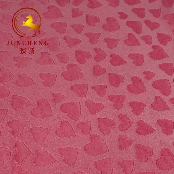 2018 New arrival heart design 2mm minky plush fabric