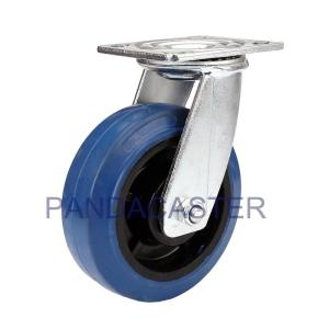 China 6 Inch Heavy Duty Swivel Casters , Blue Super Elastic Rubber Wheels on sale
