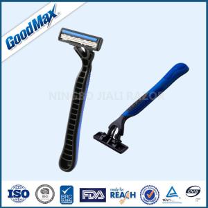 Stainless Steel Triple Blade Shaver Disposable With Non - Slip Rubber Grips