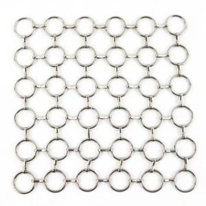 Gold Ring Mesh Decorative Metal Screen As Curtain Wall And Room Divider