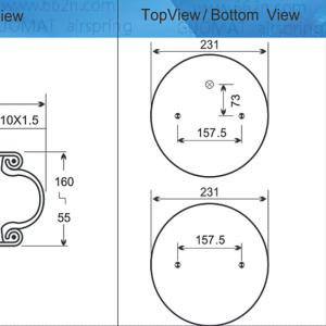 1/4NPTF Offset M10 1 Convoluted Air Spring Continental Contitech FS 330-11 For