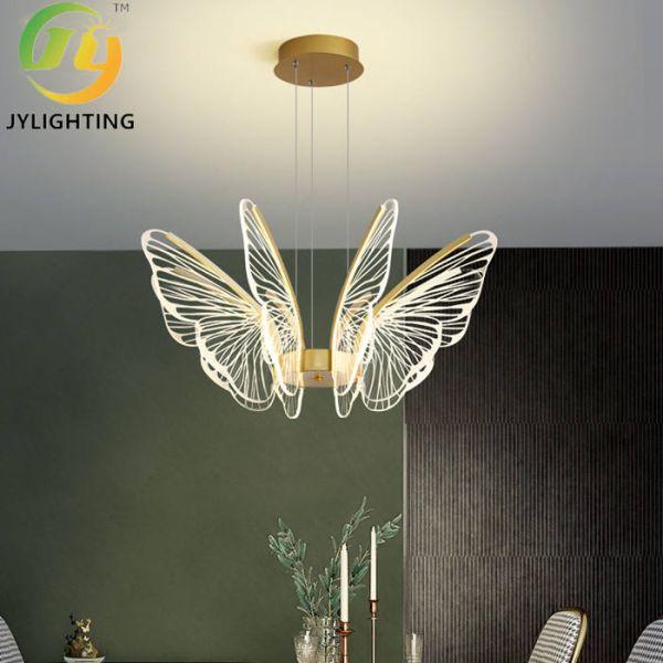 Artistic Transparent Creative Modern Butterfly Pendant Light For Bedroom Dining Room