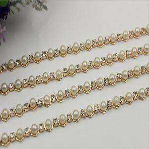 Perfect customized high quality 10 mm width light gold white pearl decorative