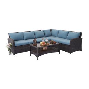 Patio Furniture Set Outdoor Sectional Sofa Conversation Set All Weather Wicker