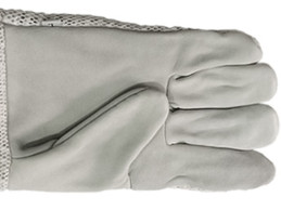 Three Layer Cotton Mesh Goatskin Beekeeping Gloves with White Short Sleeve