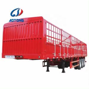 60 Ton 3 Axle Open Cargo Flatbed Stake Fence Trailer with 13mm Thickness Leaf