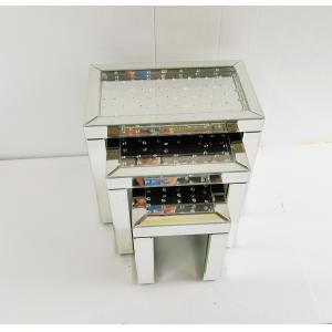 Cheap Sparkly Set of 3 Mirrored Floating crystal Nesting Table 3 pieces for sale