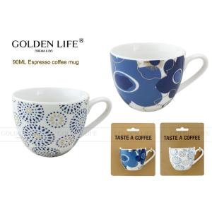 Fantastic Series Personalized Coffee Mugs Porcelain Espresso With Nice Blue Flowers Pattern