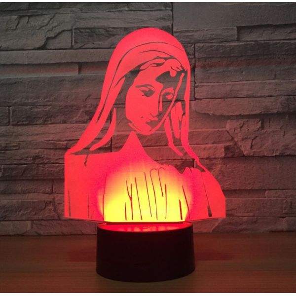 Quality Virgin Mary 7 Colors Change 3D LED Night Light with Remote Control Ideal For Birthday Gifts And Party Decoration wholesale