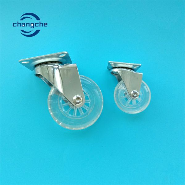 Transparent PU Furniture Castors Wheels Swivel Plate 50mm Gel Office Chair Casters
