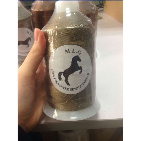 Longtai Textured Polyester Thread Brown Color 420D / 3 Plastic Dye Tube