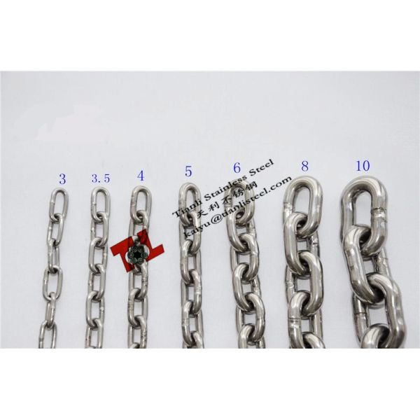 304 316 Stainless Steel DIN766 Link Chain 8mm polished smooth surface
