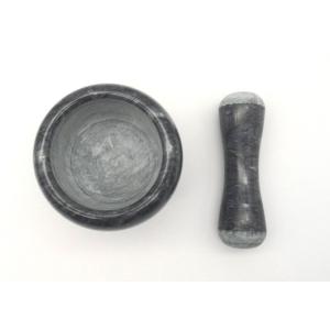 Custom Made Stone Mortar And Pestle , Stone Bowl And Grinder Black Color