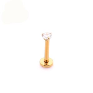 Internally Threaded Labret Piercing Jewelry with Prong Set Gem Top