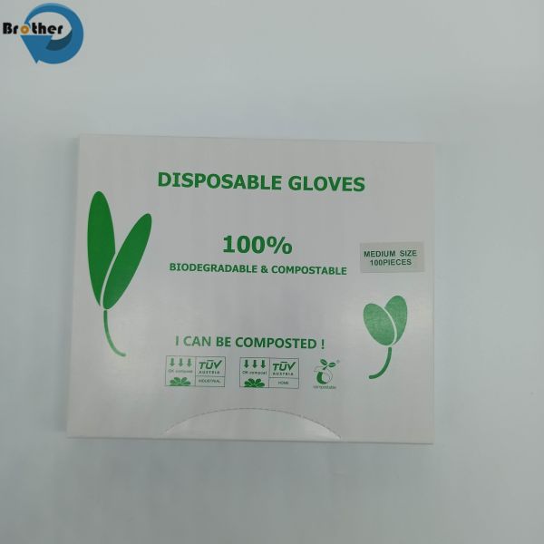 100% Biodegradable Compostable Transparent Disposable Plastic Gloves for Food