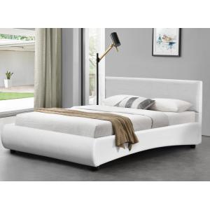 White Faux Leather Upholstered Bed Modern Deisgn With LED Headboard