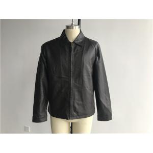 China Dark Brown Mens Pu Faux Leather Jacket With Plastic Zip Through DOCO1722 on sale
