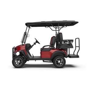 China Low Profile Burgundy Color Luxury And Noble Electric 4-Seater Golf Cart 72v Lithium Battery Off-Road Tires Can Conquer All Kinds Of Rugged Roads on sale