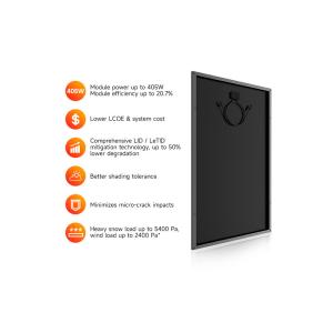 Black 370W 360W Portable Solar Panels 182mmx182mm Cell Size