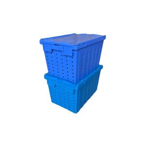 Stack And Nest Plastic Mesh Container With Attached Lids 600*400*360mm